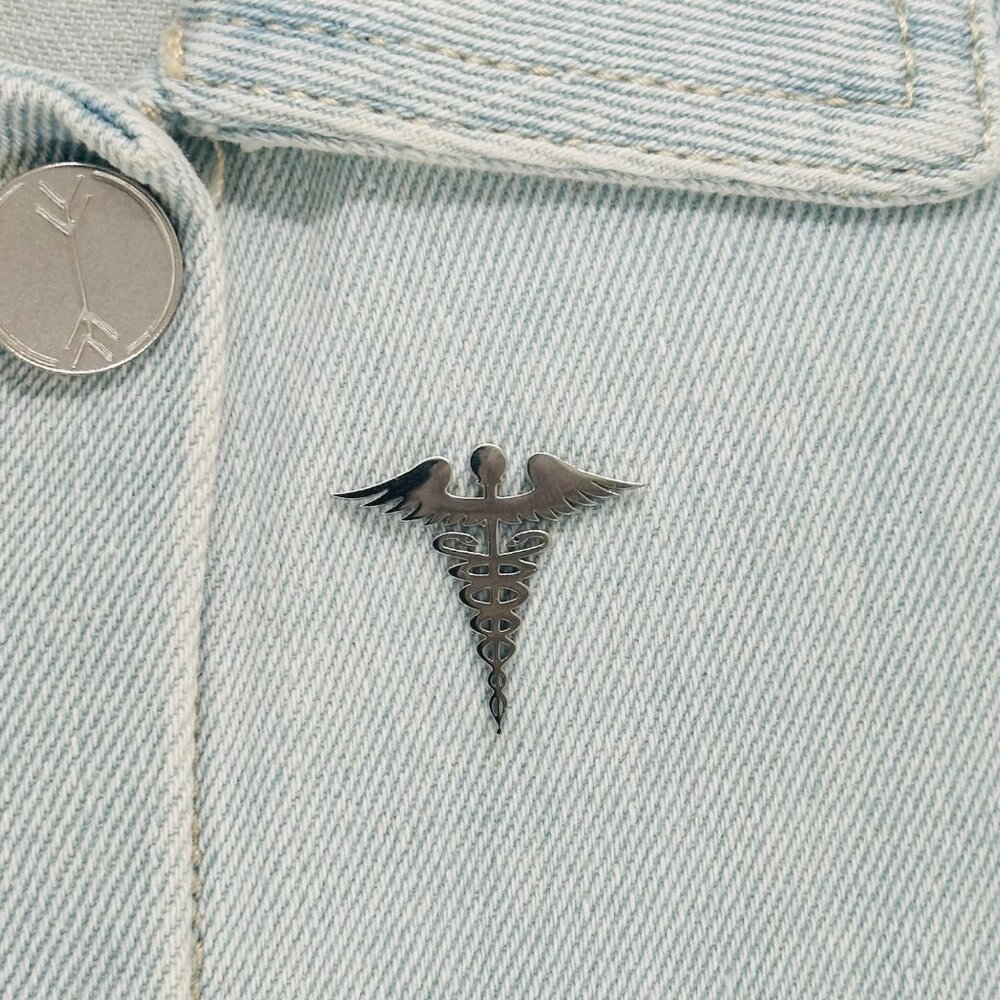 ✨✨✨Pin Caduceus Medical Doctor Symbol Medical Broch Silver Stainless steel New